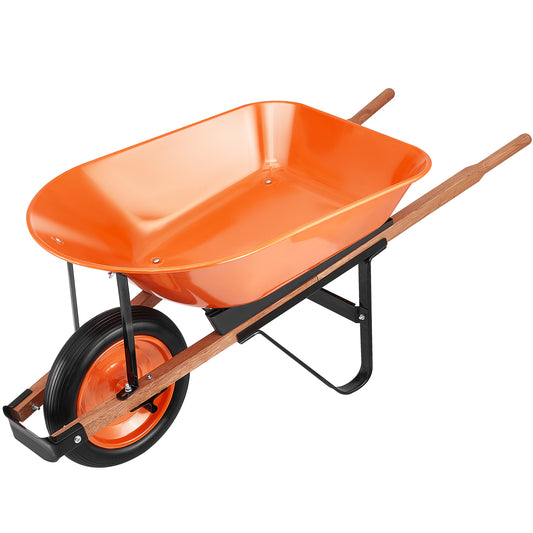 VIYET Wheelbarrow Cart 5 Cu. Ft. 265 Lbs Capacity, Heavy-Duty Garden Dump Cart with Metal Handle & 16" Wide Track Solid Foam Wheel, Utility Yard Cart for Lawn Farm Garden