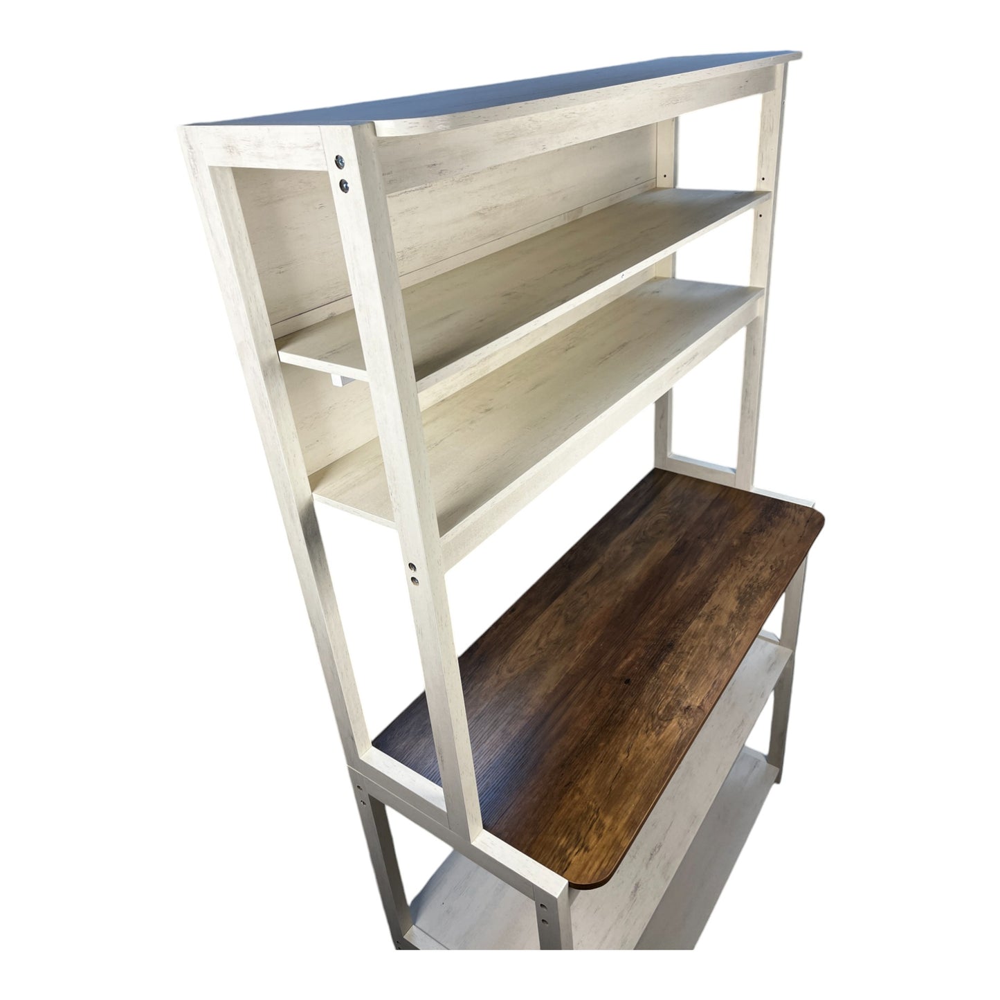 VIYET 67" 5-Tier Bakers Rack (White & Rustic Brown), Particle Board Kitchen Storage Shelf (Microwave Stand & Coffee Bar Organizer)