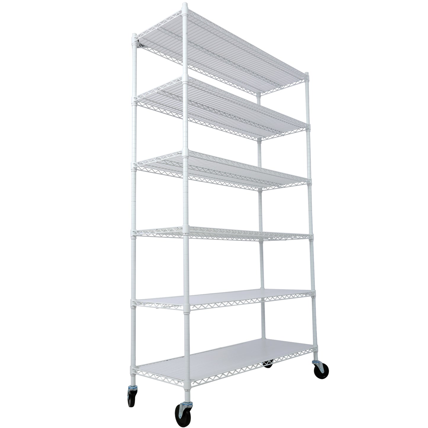 VIYET 6 Tier 6000LBS NSF Metal Wire Shelving, Heavy Duty Adjustable Storage Rack with Wheels & Shelf Liners (White)