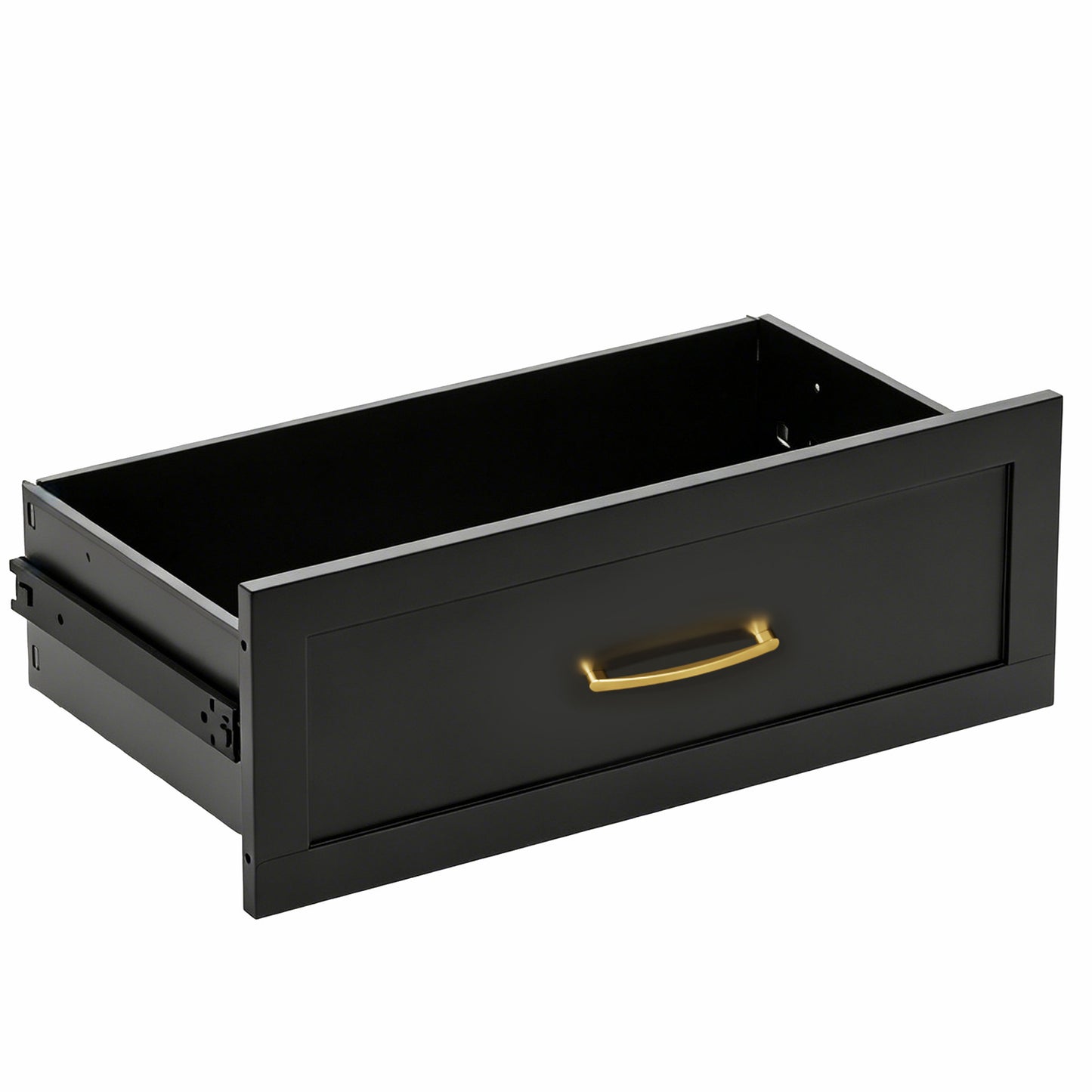 VIYET 7-Drawer Black Dresser, Wide Low-Profile Bedroom Storage Chest with Smooth-Glide Drawers