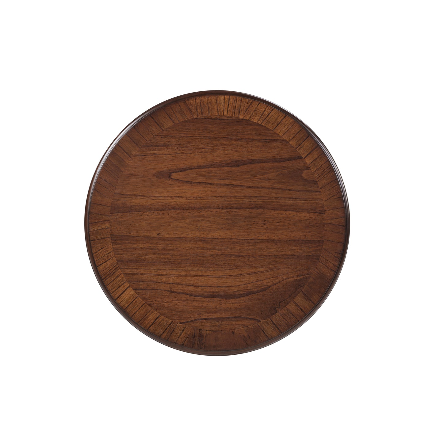 VIYET 20" Retro Round Wooden End Table - X-Shape Base, Solid Wood Veneer, Walnut