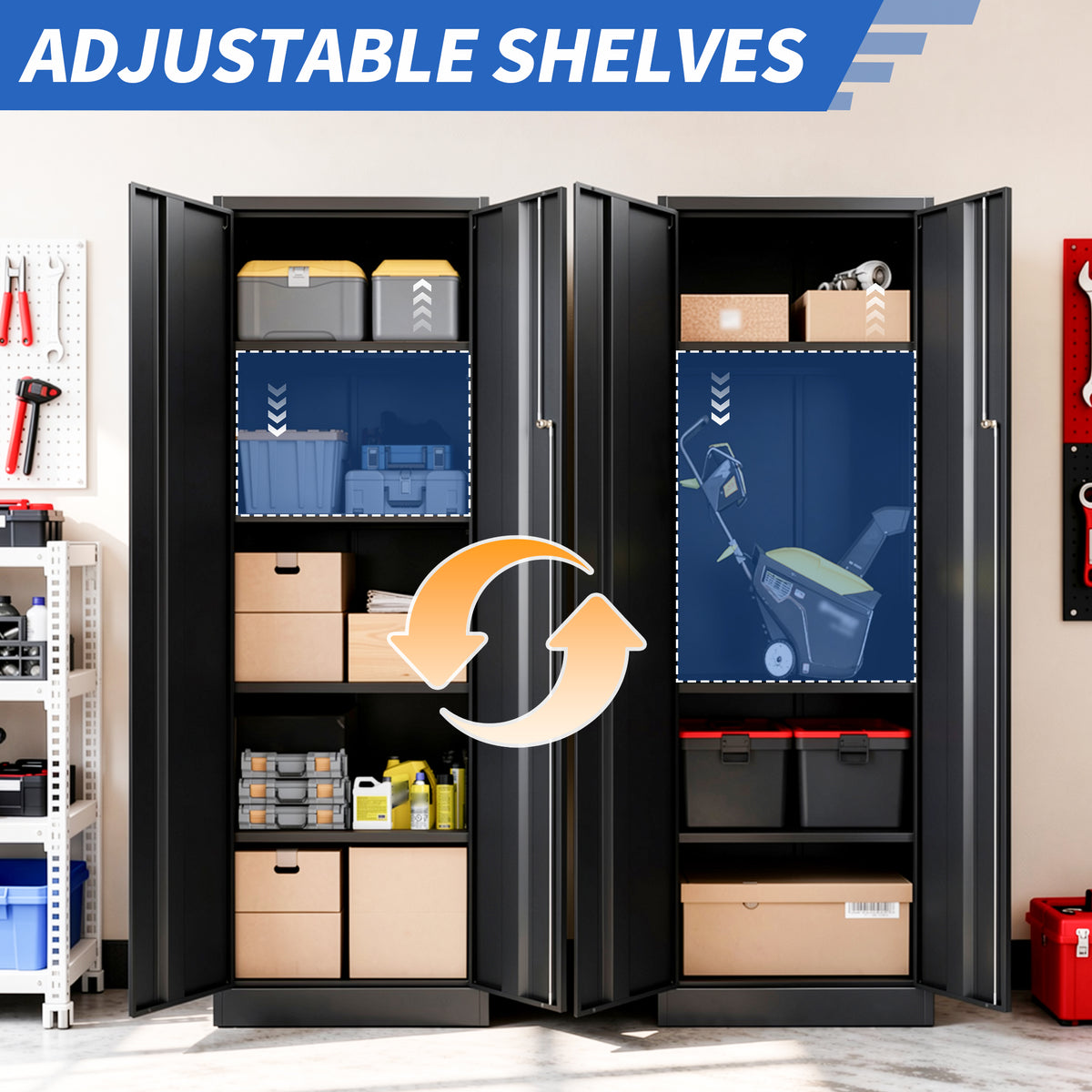 VIYET 71" Metal Storage Cabinet with Keypad Lock, Adjustable Shelves, 150 lbs Capacity per Shelf, Garage Utility Locker for Home & Office