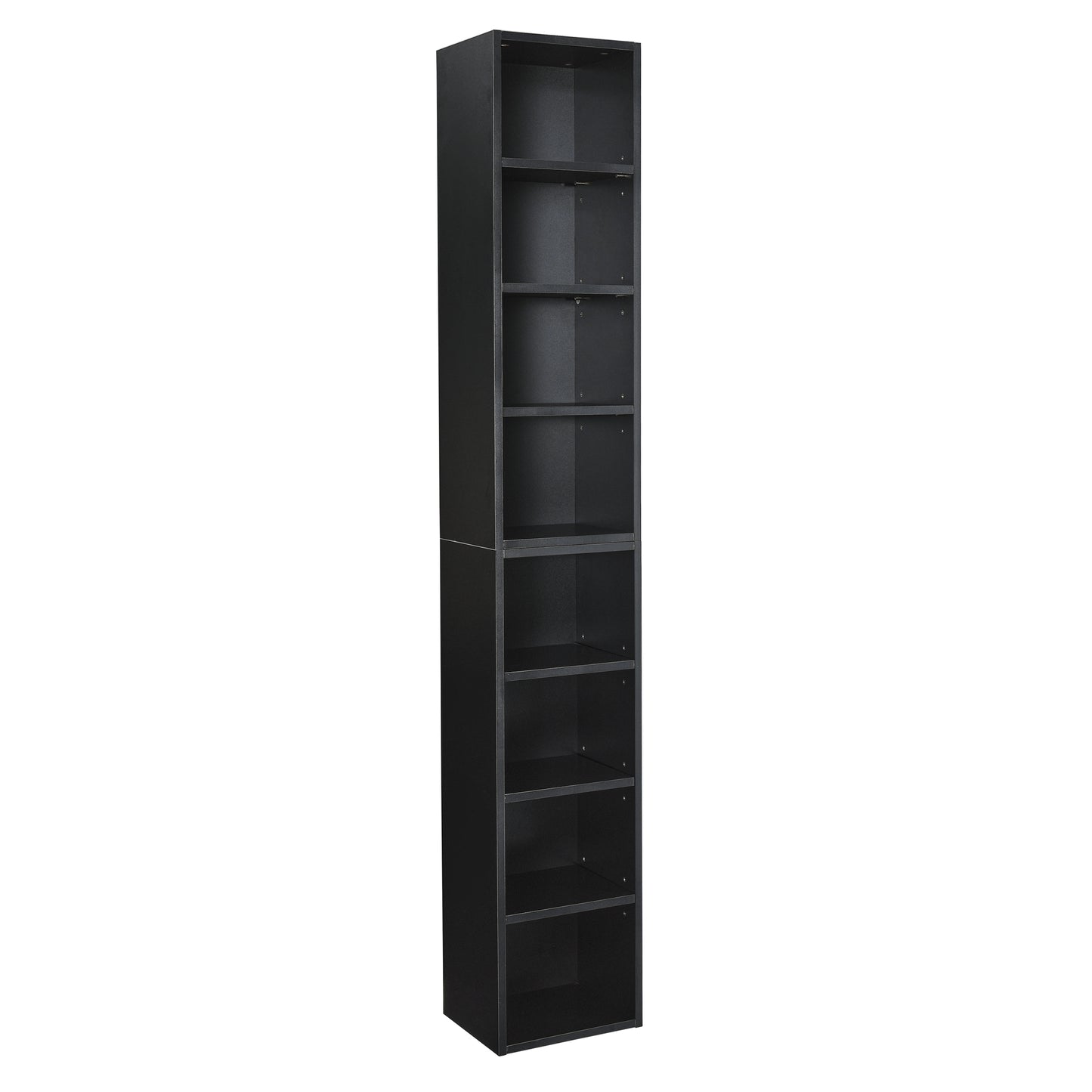 VIYET 11.6"×9.3"×70.9" 8-Tier Media Tower Rack - Black MDF, Adjustable Shelves