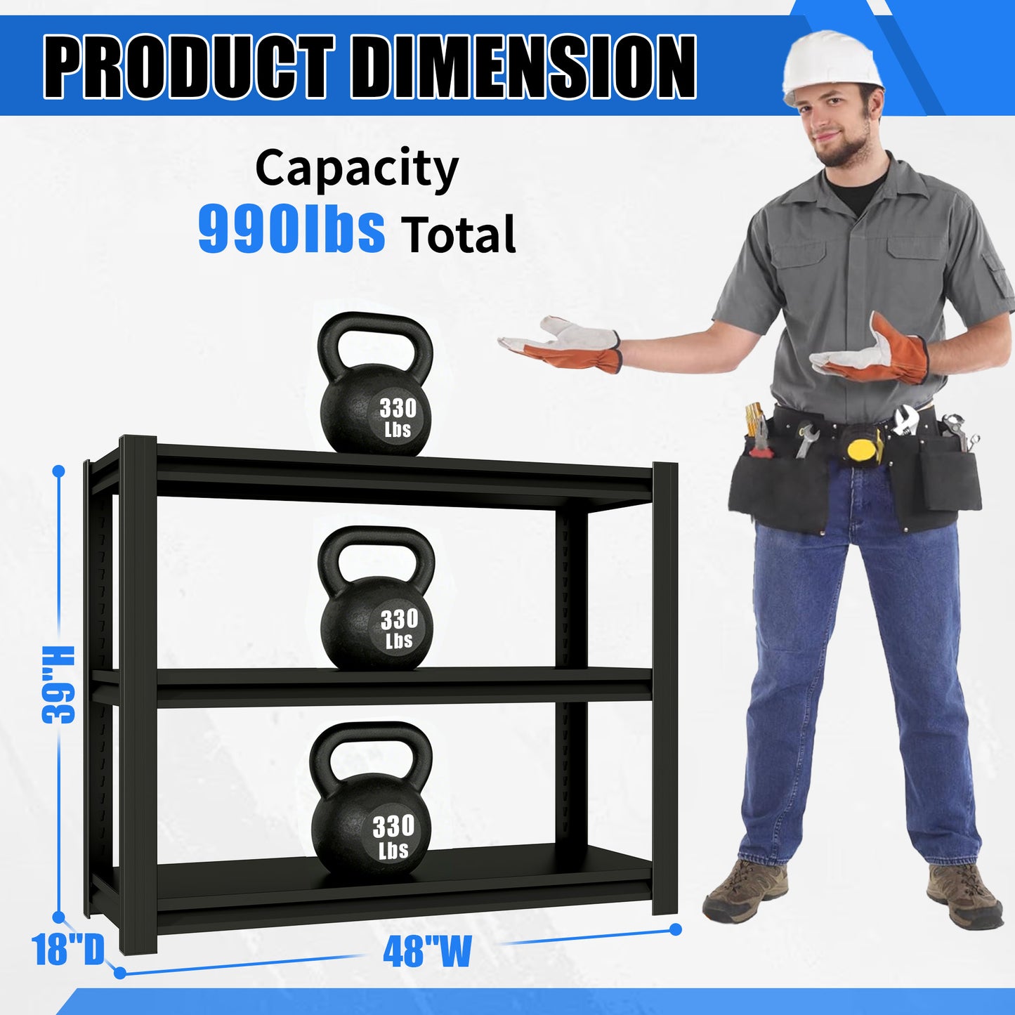 VIYET 3-Tier Metal Fish Tank Stand, 47.2"W Heavy Duty Adjustable Aquarium Rack for 30-40 Gallon Fish Tank, Multi-Use Storage Shelf