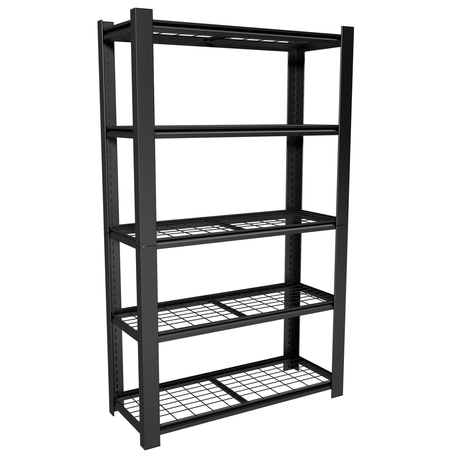 VIYET 78" Heavy Duty Metal Shelving Unit, 5 Tier Industrial Storage Rack with Adjustable Shelves, 3000 LBS Capacity Garage Organizer for Warehouse, Pantry, Black