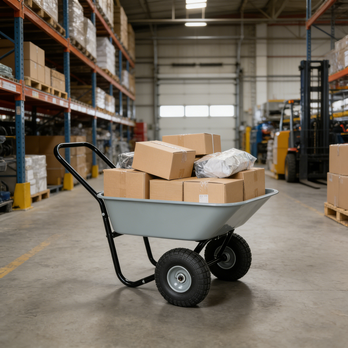 VIYET Two-Wheeled Garden Cart, 35L Large Capacity Utility Cart with 10-Inch Pneumatic Tires, Leak-Proof Design for Garden, Warehouse, Outdoor, Gray