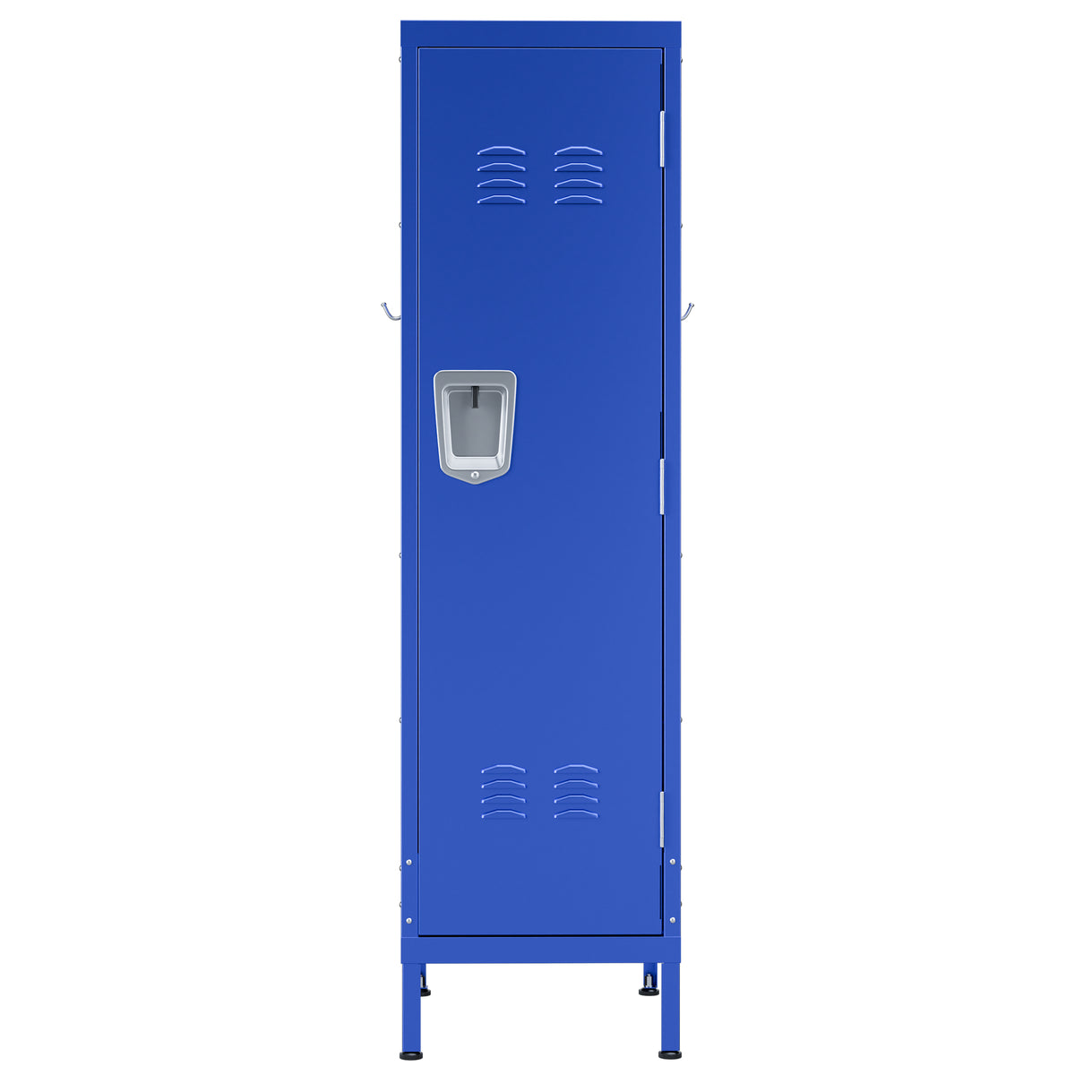 VIYET 55" Blue Metal Wardrobe Cabinet, Slim Steel Clothing Storage Locker with Lock, Ventilated Door, Side Hooks & Anti-Tip Design for Bedroom & Home Office
