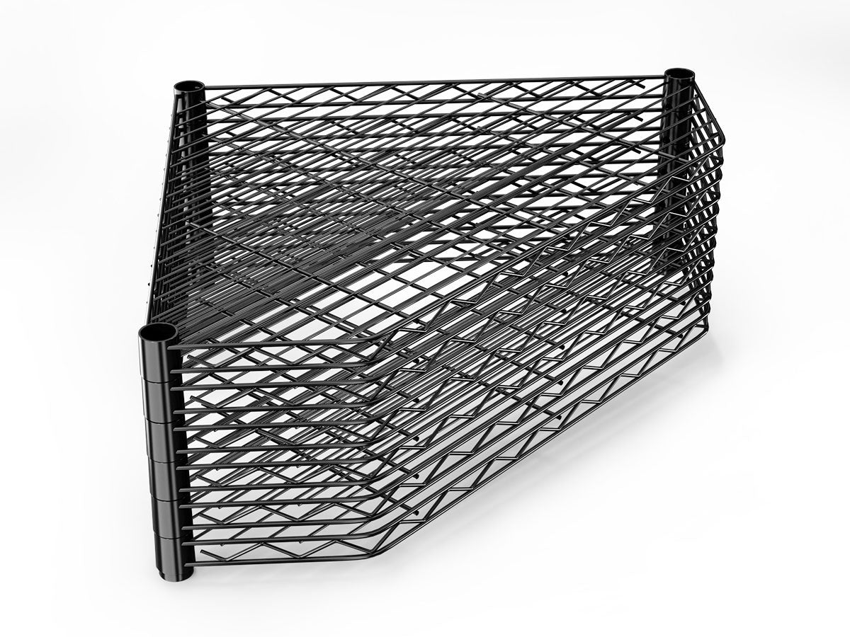 VIYET 72" 6-Tier Corner Wire Shelf Rack - Black Chrome Adjustable Metal, NSF Certified 600LBS