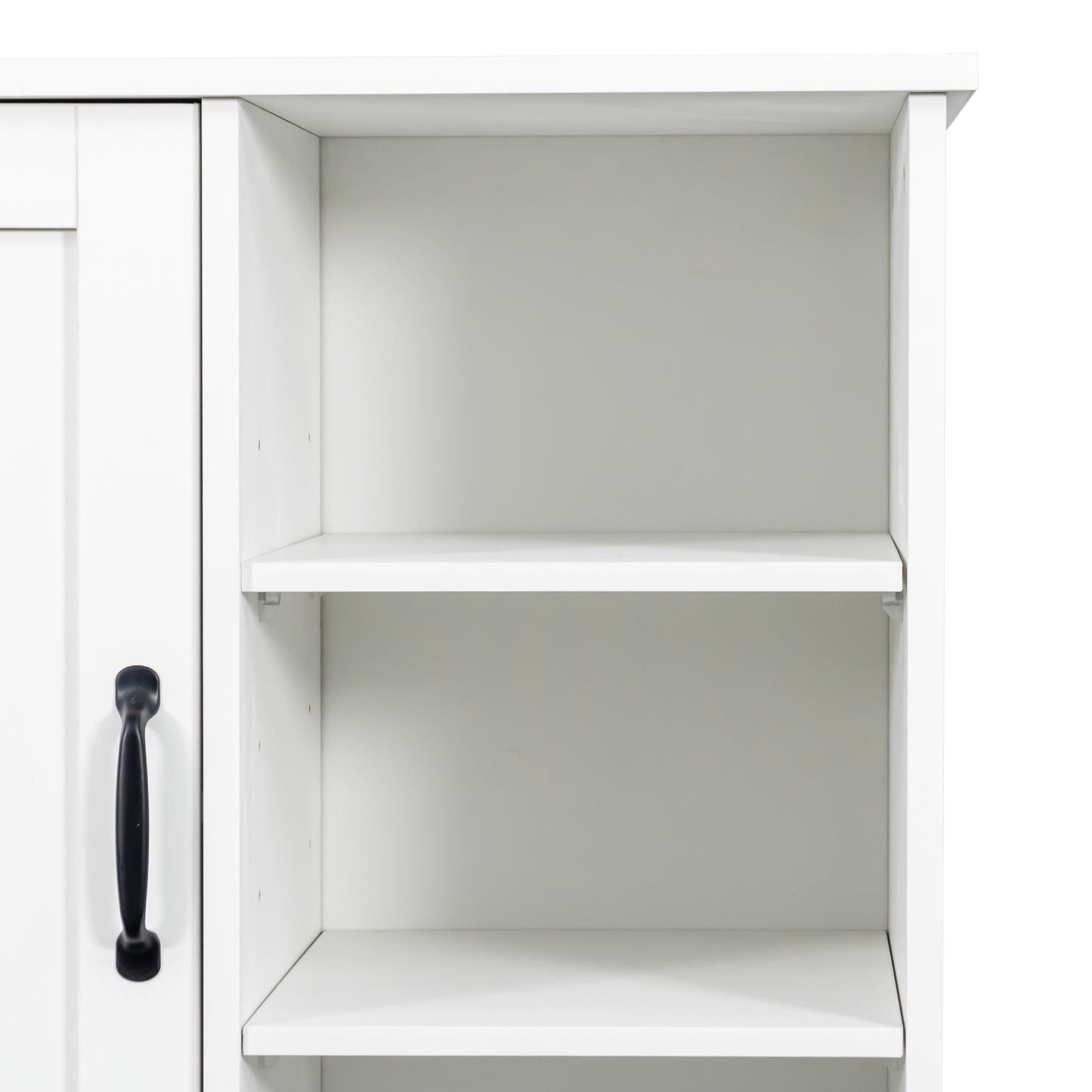 VIYET 63" White Freestanding Laundry Cabinet-Particle Board+MDF, Tilt-Out Hamper, Adjustable Shelves & Multiple Storage