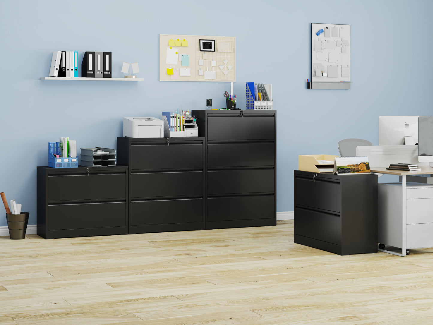 VIYET 4-Drawer Lateral File Cabinet with Lock - Tall Heavy-Duty Metal Filing Cabinet for Home Office, 110lbs/Drawer, Quiet Full-Extension Slides, Fits Letter/Legal/A4/F4