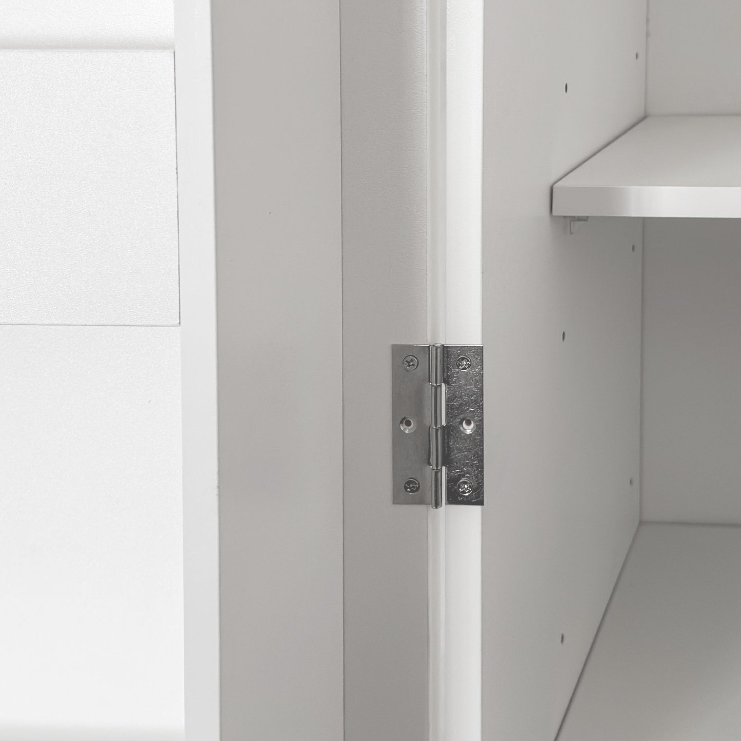 VIYET 71" Freestanding Kitchen Pantry Cabinet - White Particle Board+MDF, 2 Adjustable Shelves, Side Racks