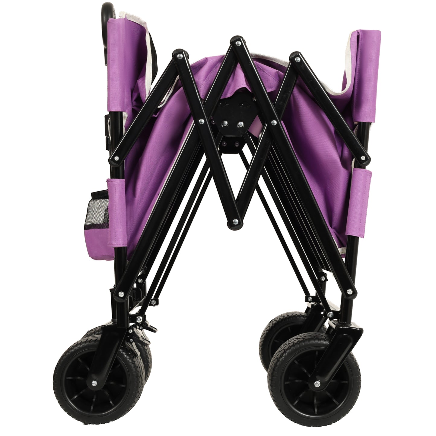 VIYET 3-in-1 Convertible Folding Wagon Cart with Bench Seat & Storage, 500lbs Heavy-Duty 180L Utility Wagon, All-Terrain Wheels for Camping Beach Sports Garden, Purple