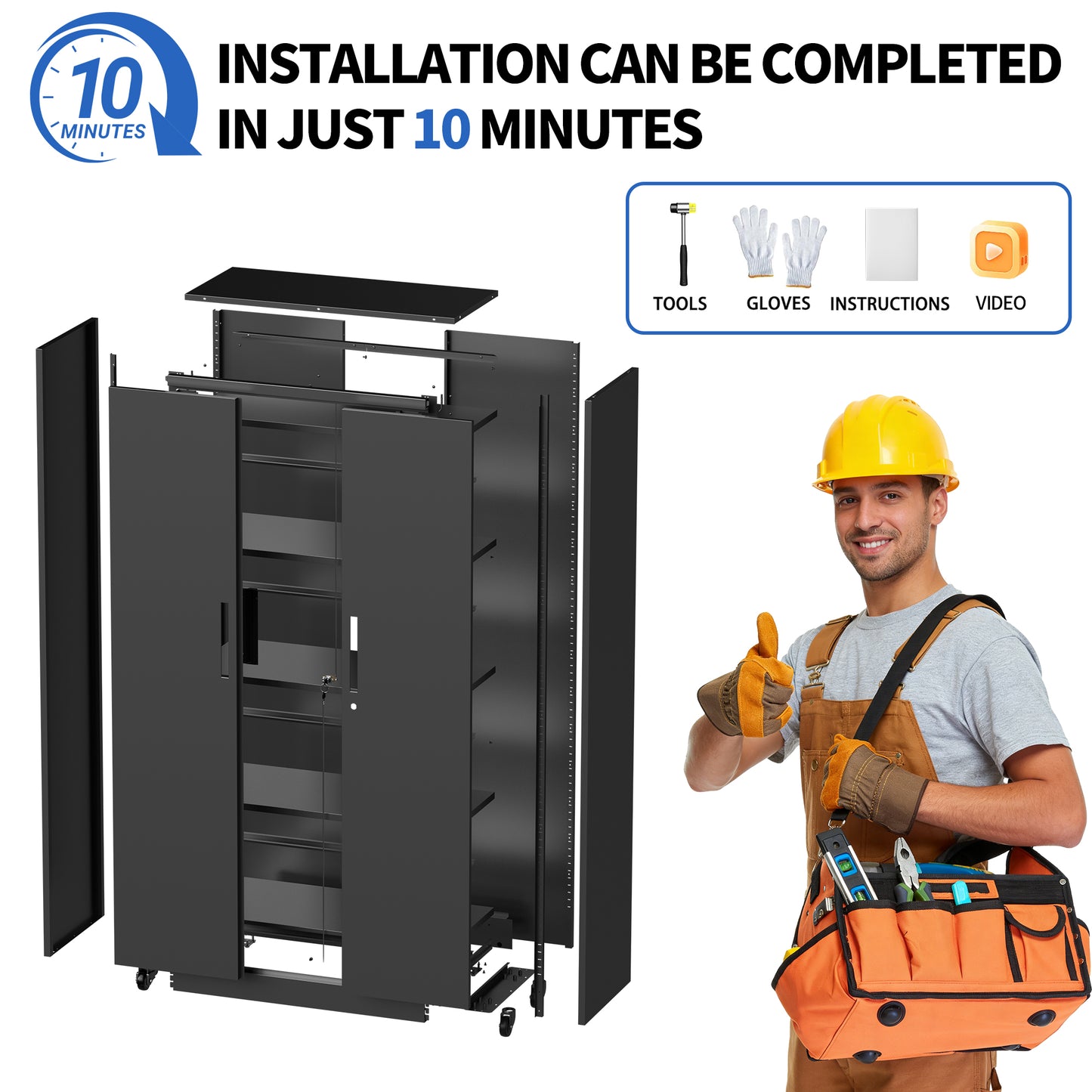 VIYET 71"H Rolling Garage Storage Cabinet,Heavy-Duty Metal Lockable Cabinet w/ 4 Adjustable Shelves (Mobile Tool Organizer for Workshop/Office)