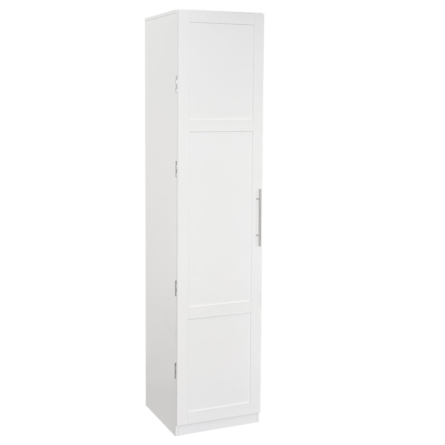VIYET 71" Freestanding Kitchen Pantry Cabinet - White Particle Board+MDF, 2 Adjustable Shelves, Side Racks