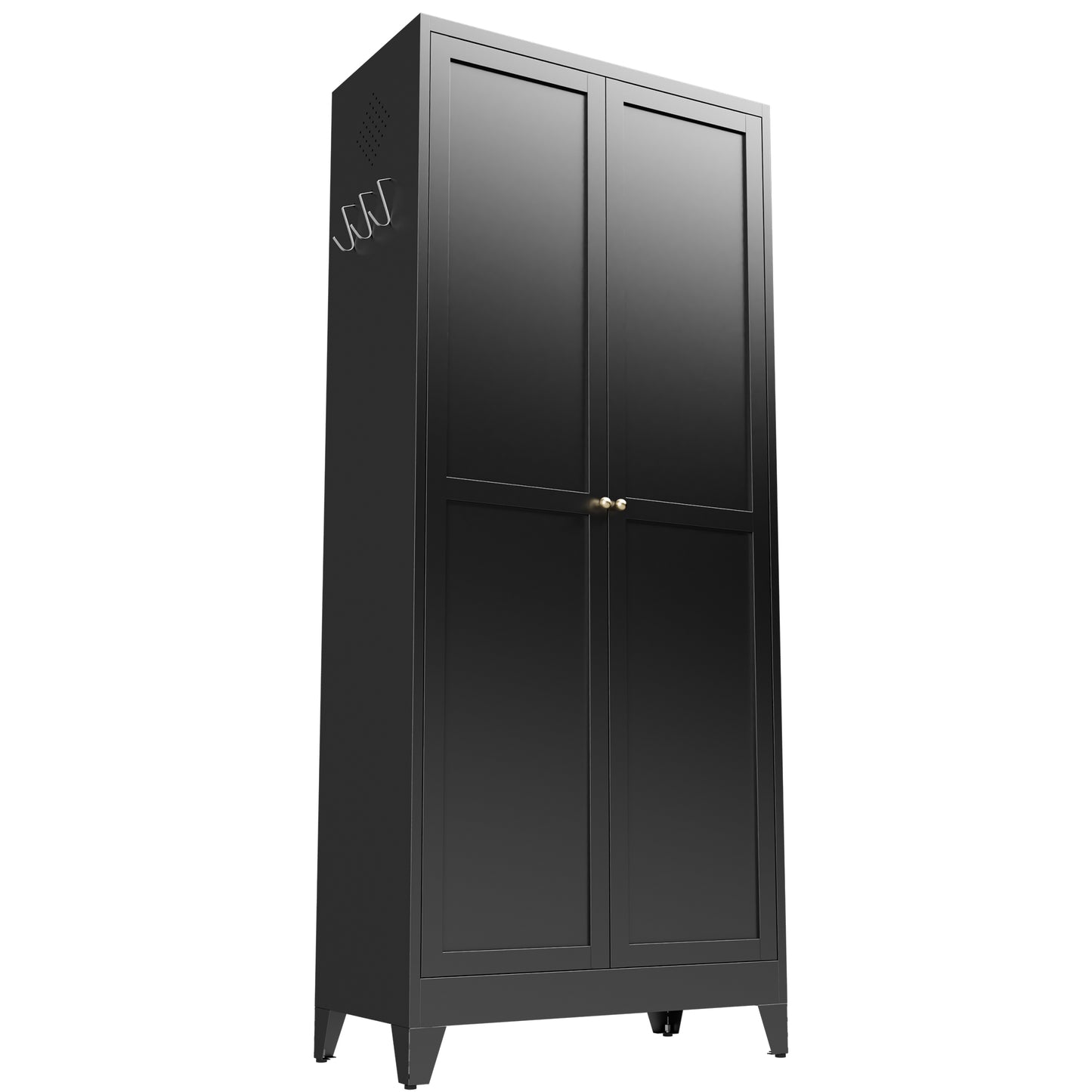 VIYET 75" Metal Kitchen Pantry Cabinet, Tall Freestanding Storage Cabinet with 5 Adjustable Shelves, Heavy Duty Steel Organizer for Kitchen, Dining Room, Black