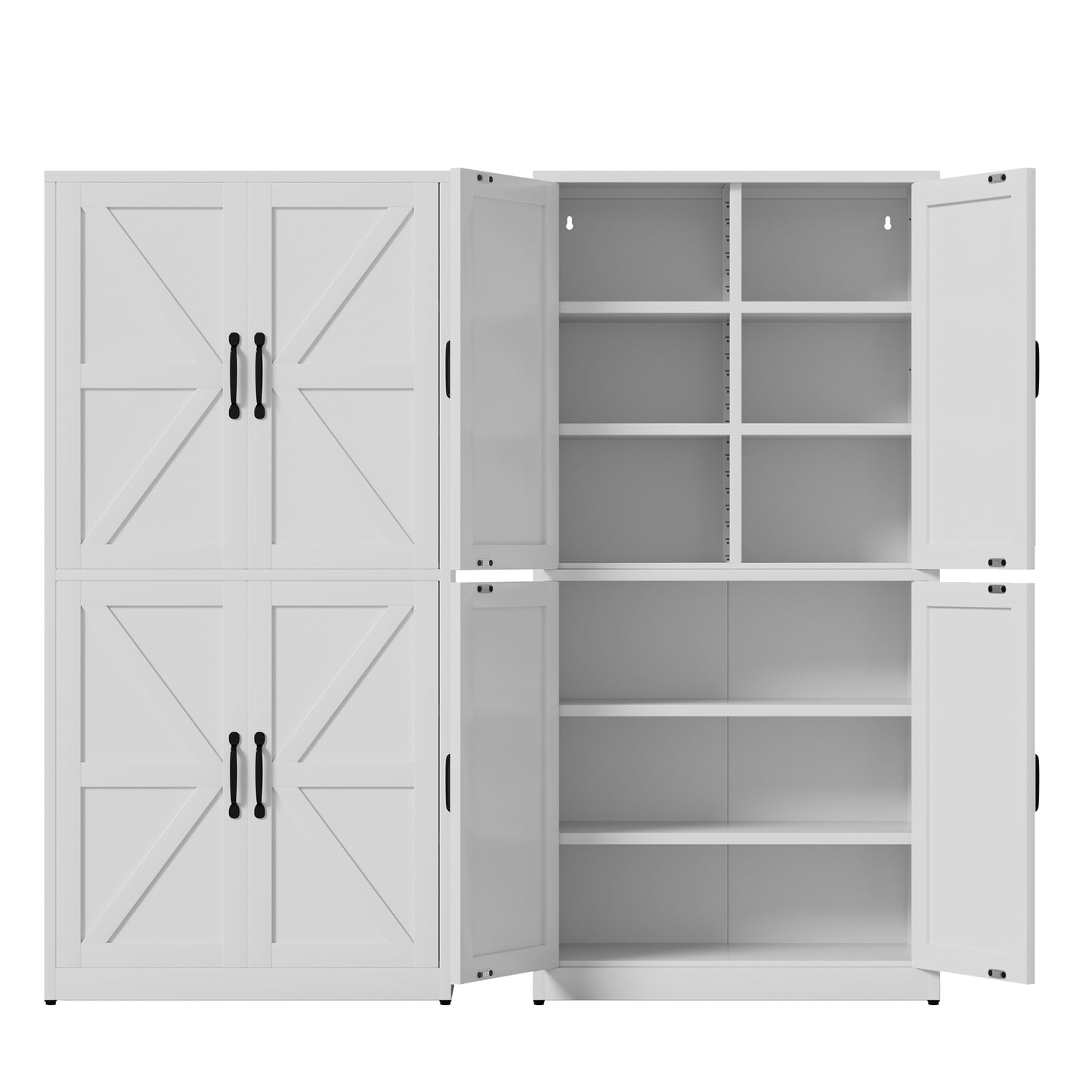 VIYET 64"H Heavy-Duty White Steel Pantry Cabinet,55LBS/Shelf Adjustable Shelves+Magnetic Door,for Kitchen/Bathroom/Living Room