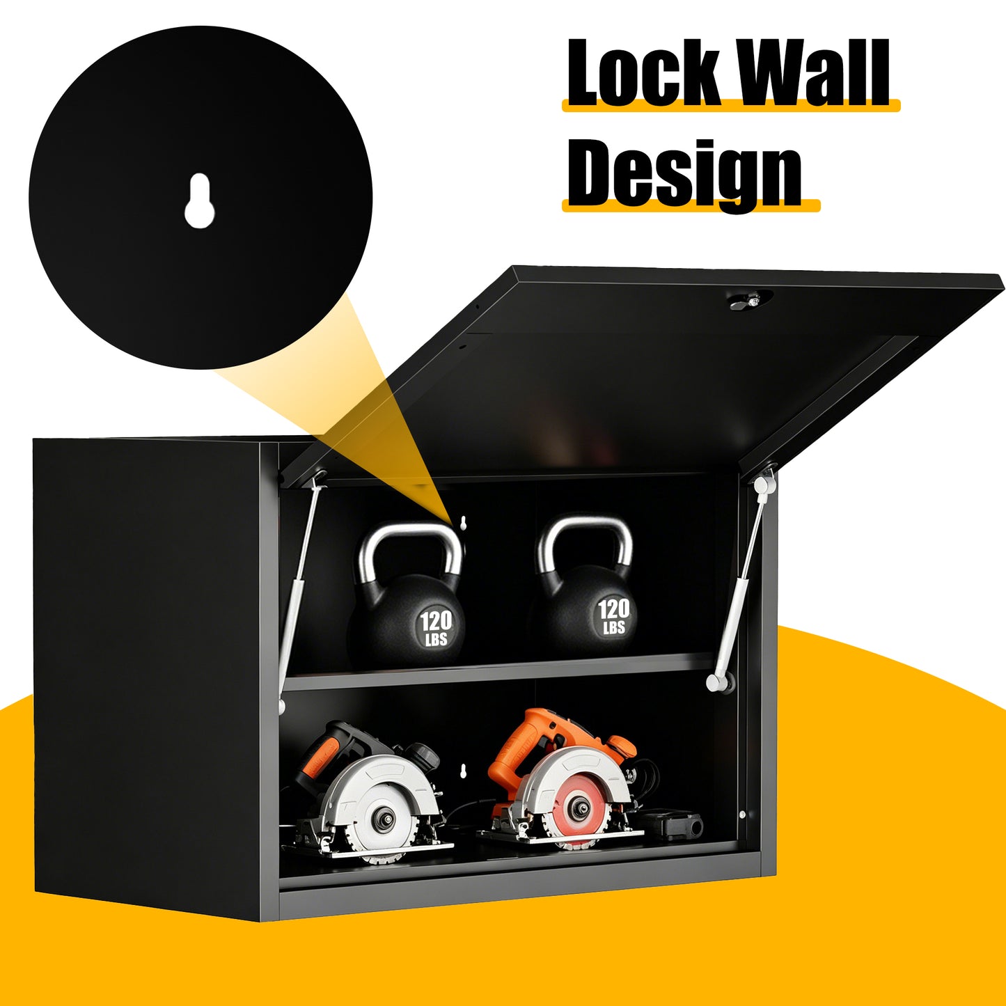 VIYET 30" Wall Mounted Metal Storage Cabinet with Lock, Heavy Duty Steel Garage Wall Cabinet with Adjustable Shelf