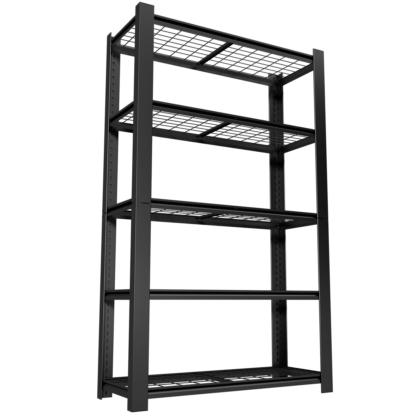 VIYET 78" Heavy Duty Metal Shelving Unit, 5 Tier Industrial Storage Rack with Adjustable Shelves, 3000 LBS Capacity Garage Organizer for Warehouse, Pantry, Black