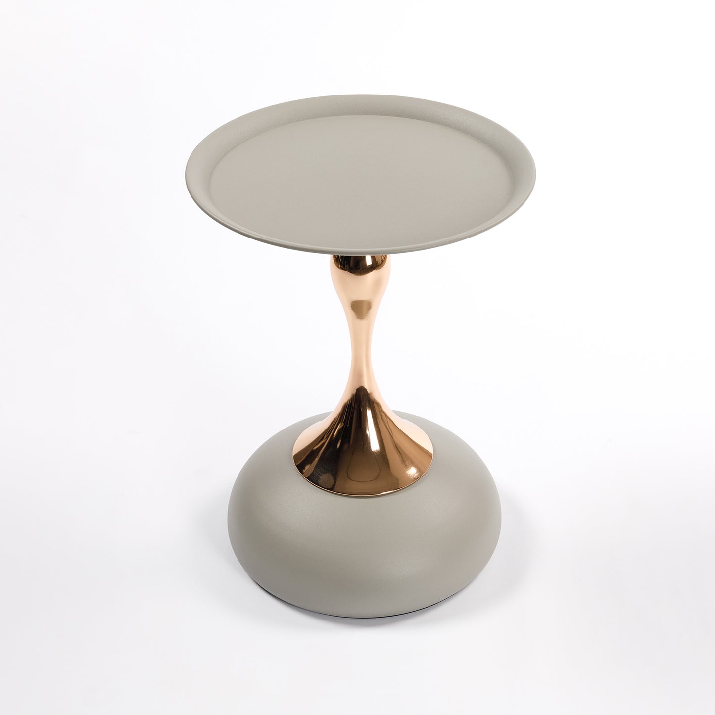 VIYET 21" Mermaid Tail Round End Table,Art Deco Metal Pedestal Accent Table, Minimalist Tray-Style Side Table for Small Spaces (Matte Gray)