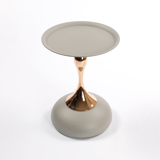 VIYET 21" Mermaid Tail Round End Table,Art Deco Metal Pedestal Accent Table, Minimalist Tray-Style Side Table for Small Spaces (Matte Gray)