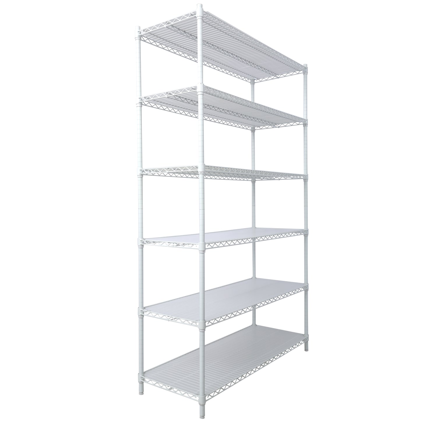VIYET 6 Tier 6000LBS NSF Metal Wire Shelving, Heavy Duty Adjustable Storage Rack with Wheels & Shelf Liners (White)
