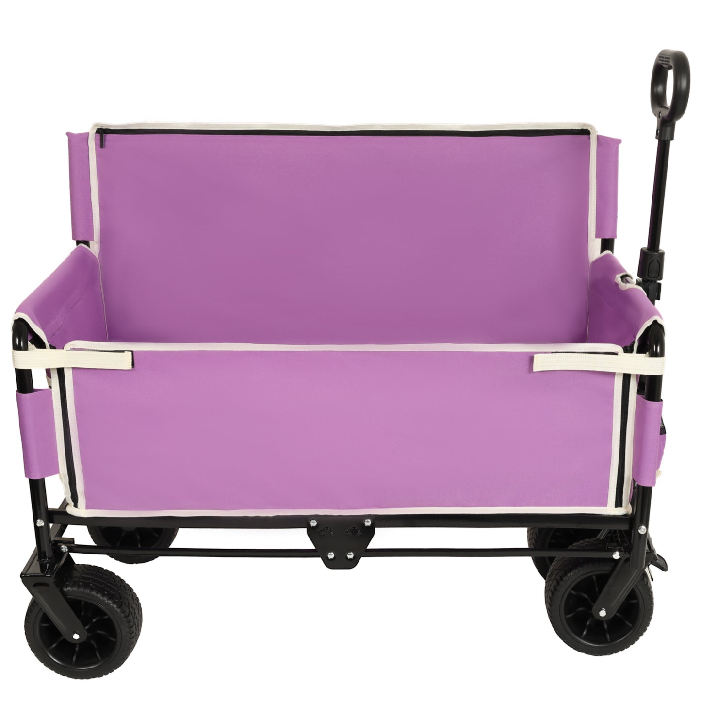 VIYET 3-in-1 Convertible Folding Wagon Cart with Bench Seat & Storage, 500lbs Heavy-Duty 180L Utility Wagon, All-Terrain Wheels for Camping Beach Sports Garden, Purple