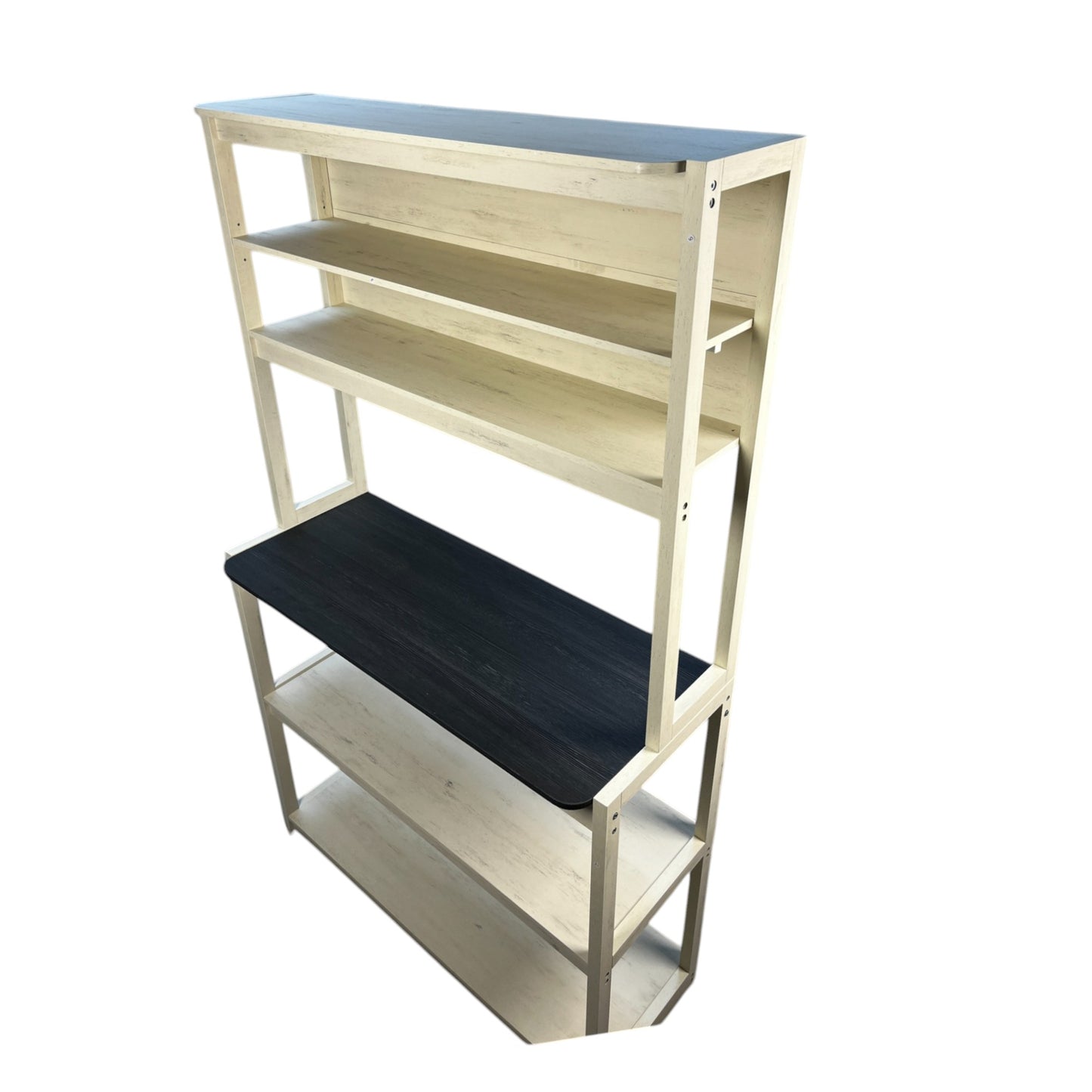 VIYET 67" 5-Tier Bakers Rack (Black & White), Particle Board Kitchen Storage Shelf (Microwave Stand & Coffee Bar Organizer)