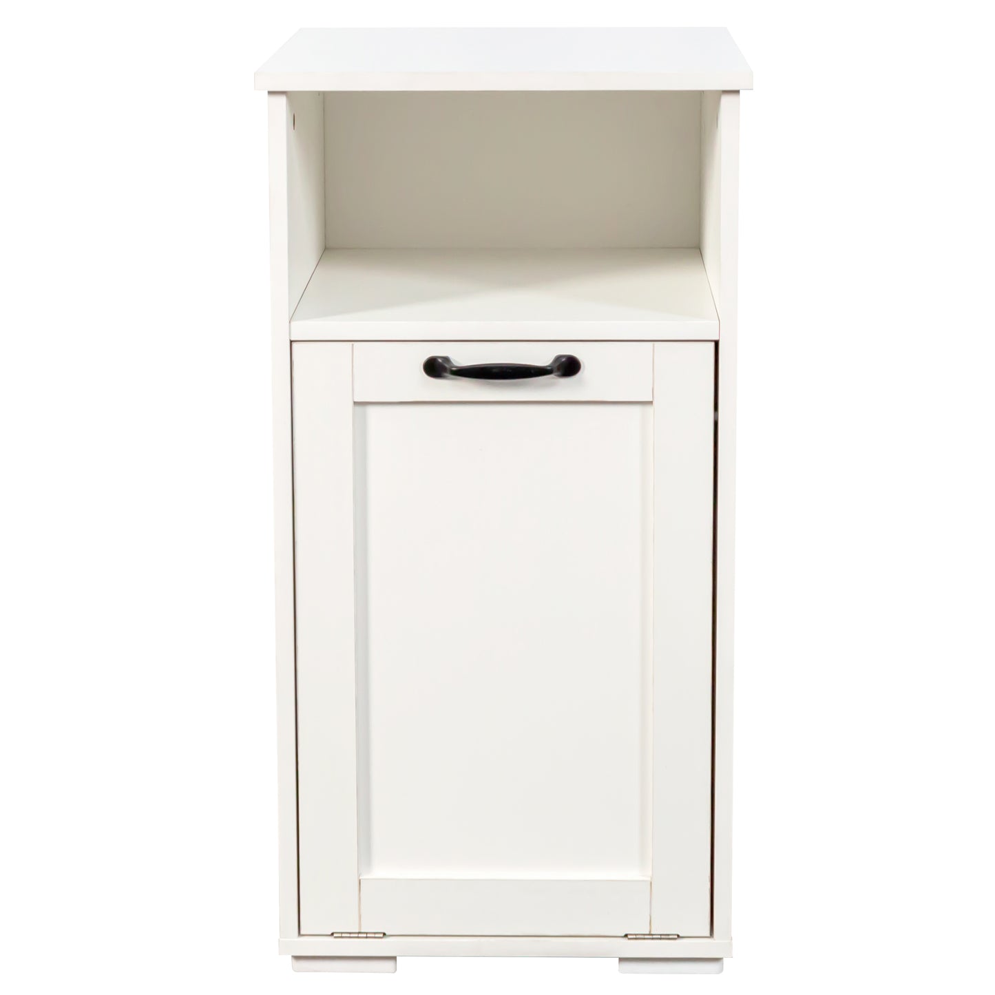 VIYET 29.5" Storage Cabinet, White Particle Board+MDF Storage Cabinet w/ 1 Removable Liner Bag & Open Shelf