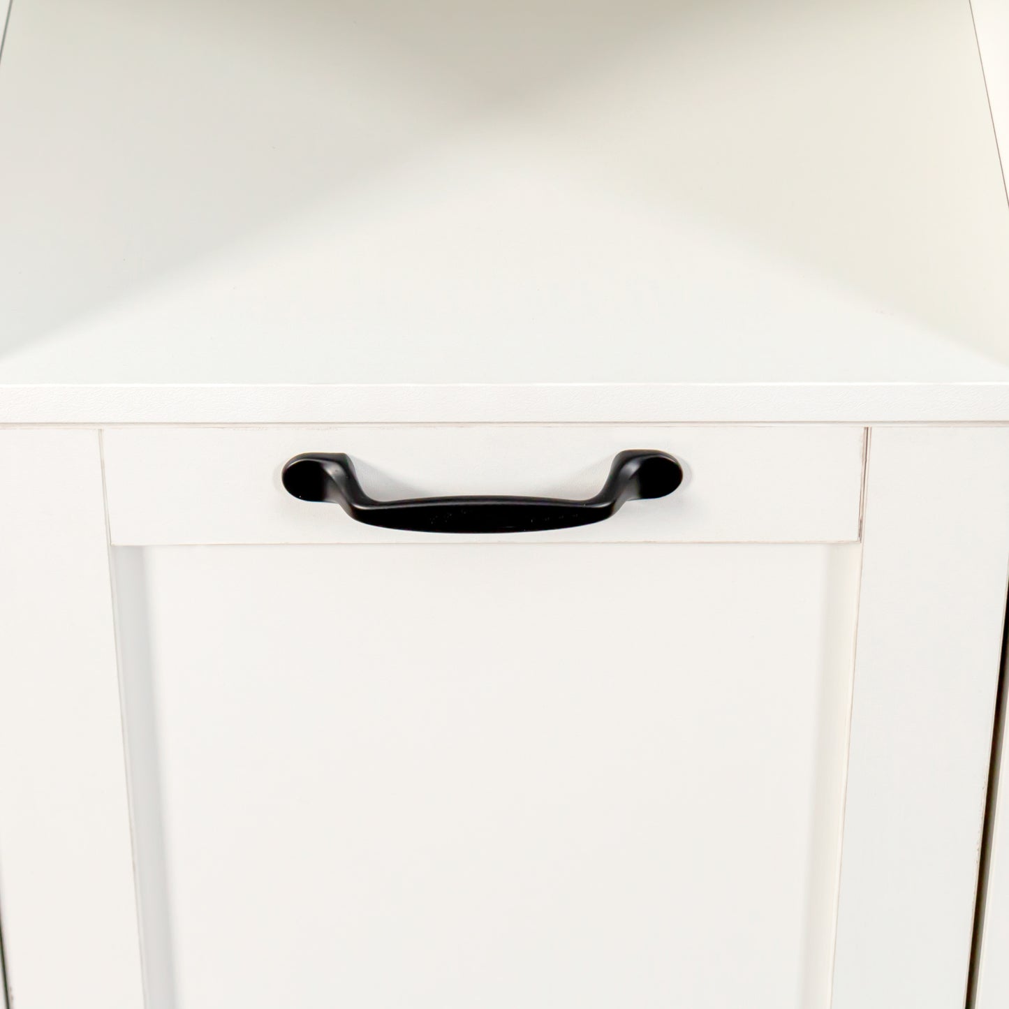 VIYET 29.5" Storage Cabinet, White Particle Board+MDF Storage Cabinet w/ 1 Removable Liner Bag & Open Shelf