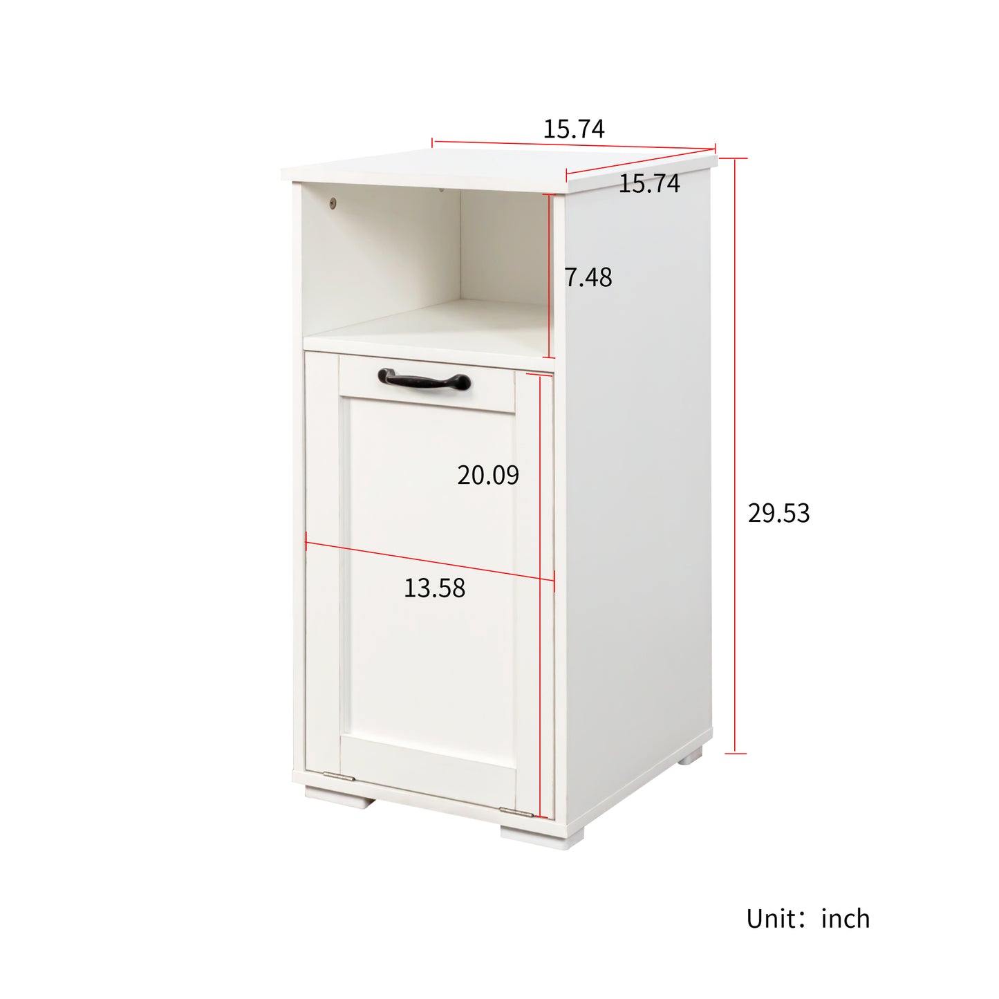 VIYET 29.5" Storage Cabinet, White Particle Board+MDF Storage Cabinet w/ 1 Removable Liner Bag & Open Shelf