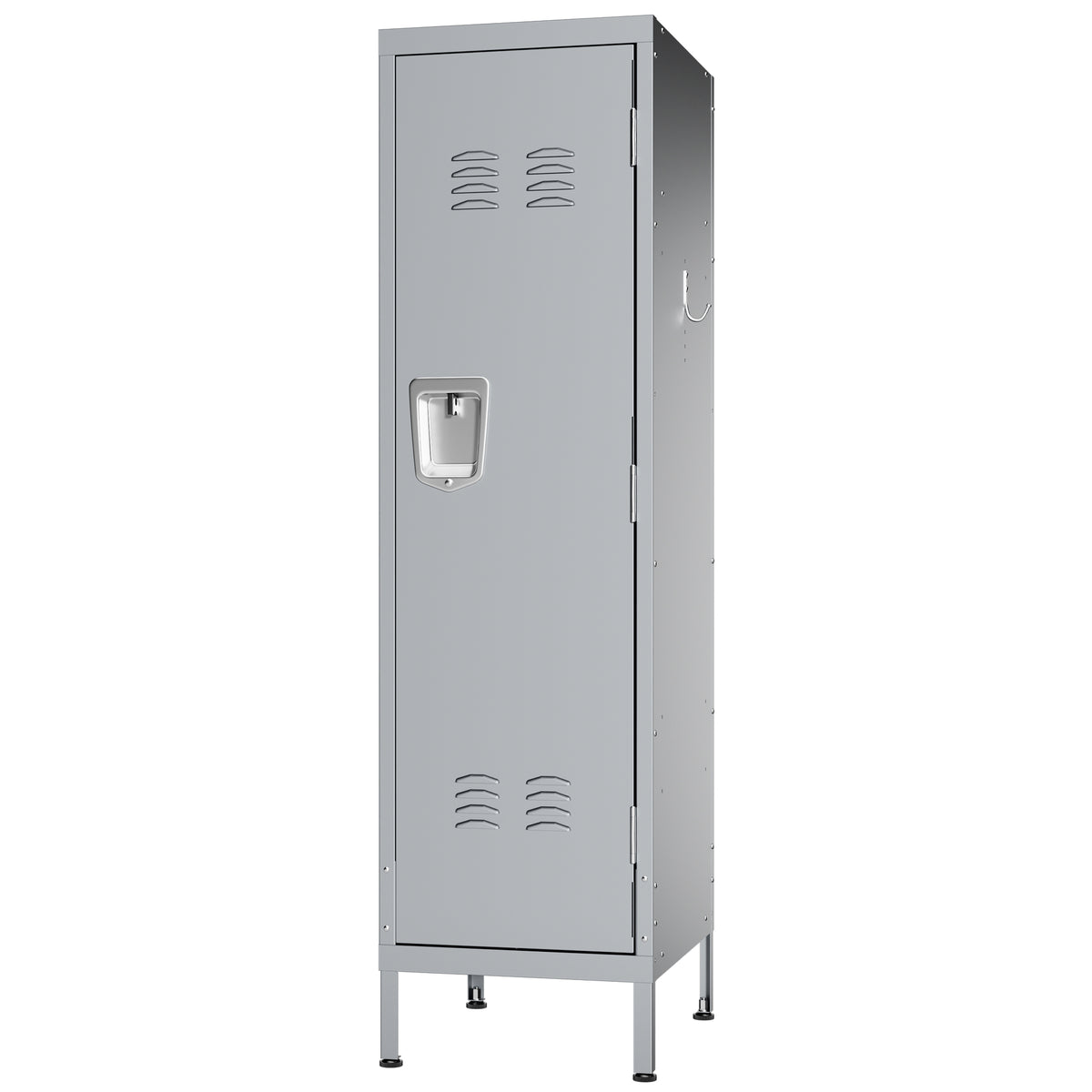 VIYET 55" Steel Wardrobe Cabinet with Lock, Slim Metal Clothing Storage Locker with Ventilated Door, Side Hooks & Anti-Tip Kit for Bedroom, Gray
