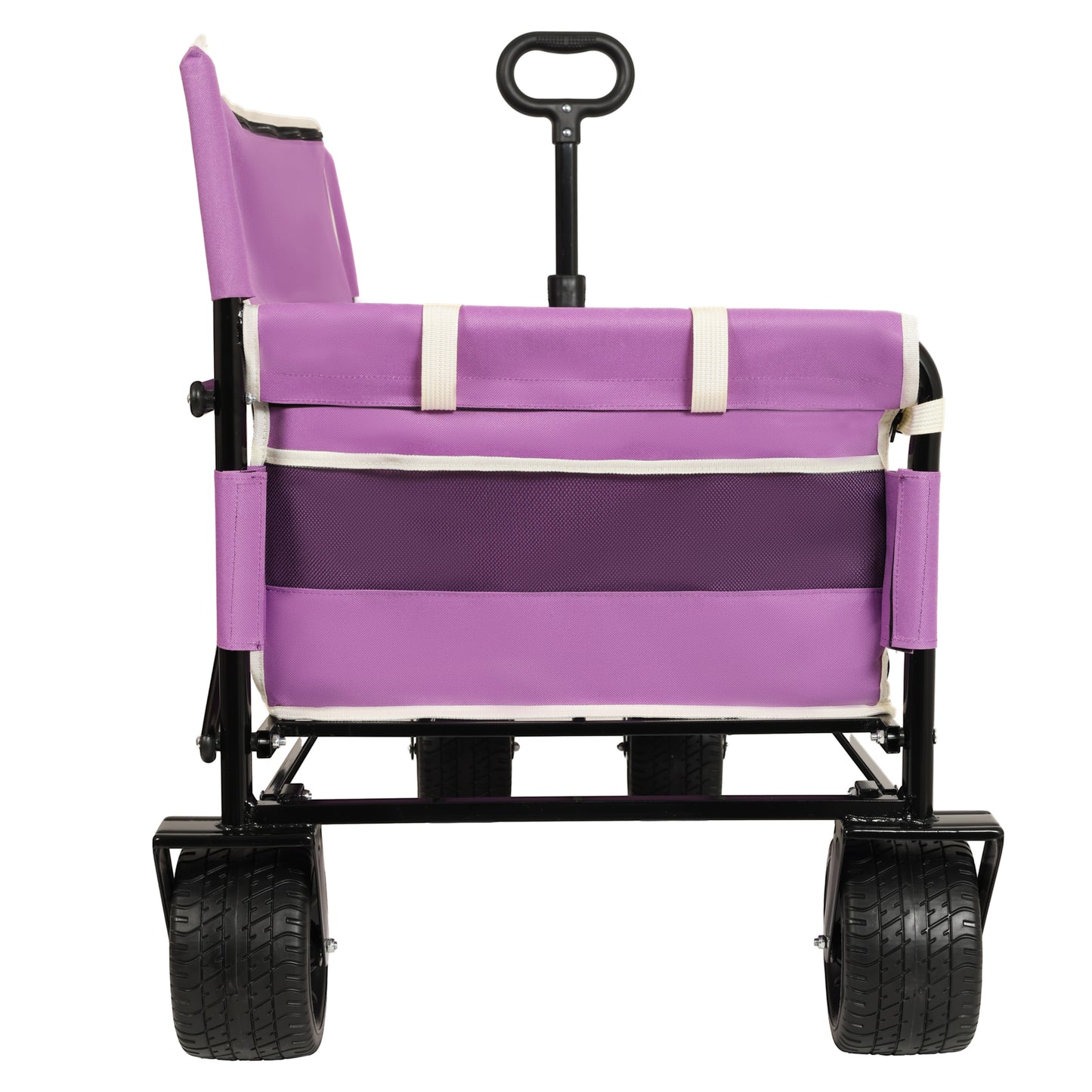 VIYET 3-in-1 Convertible Folding Wagon Cart with Bench Seat & Storage, 500lbs Heavy-Duty 180L Utility Wagon, All-Terrain Wheels for Camping Beach Sports Garden, Purple