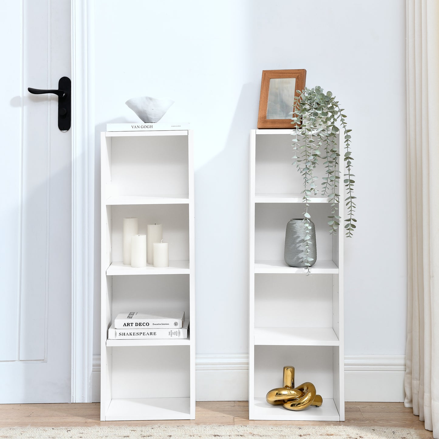 VIYET 11.6"×9.3"×70.9" 8-Tier Media Tower Rack - White MDF, Adjustable Shelves