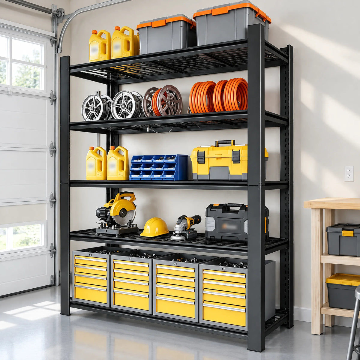 VIYET 72" Heavy Duty Metal Garage Shelving Unit, 5 Tier Adjustable Storage Rack with 3000 LBS Capacity, Steel Shelves for Garage, Pantry & Warehouse