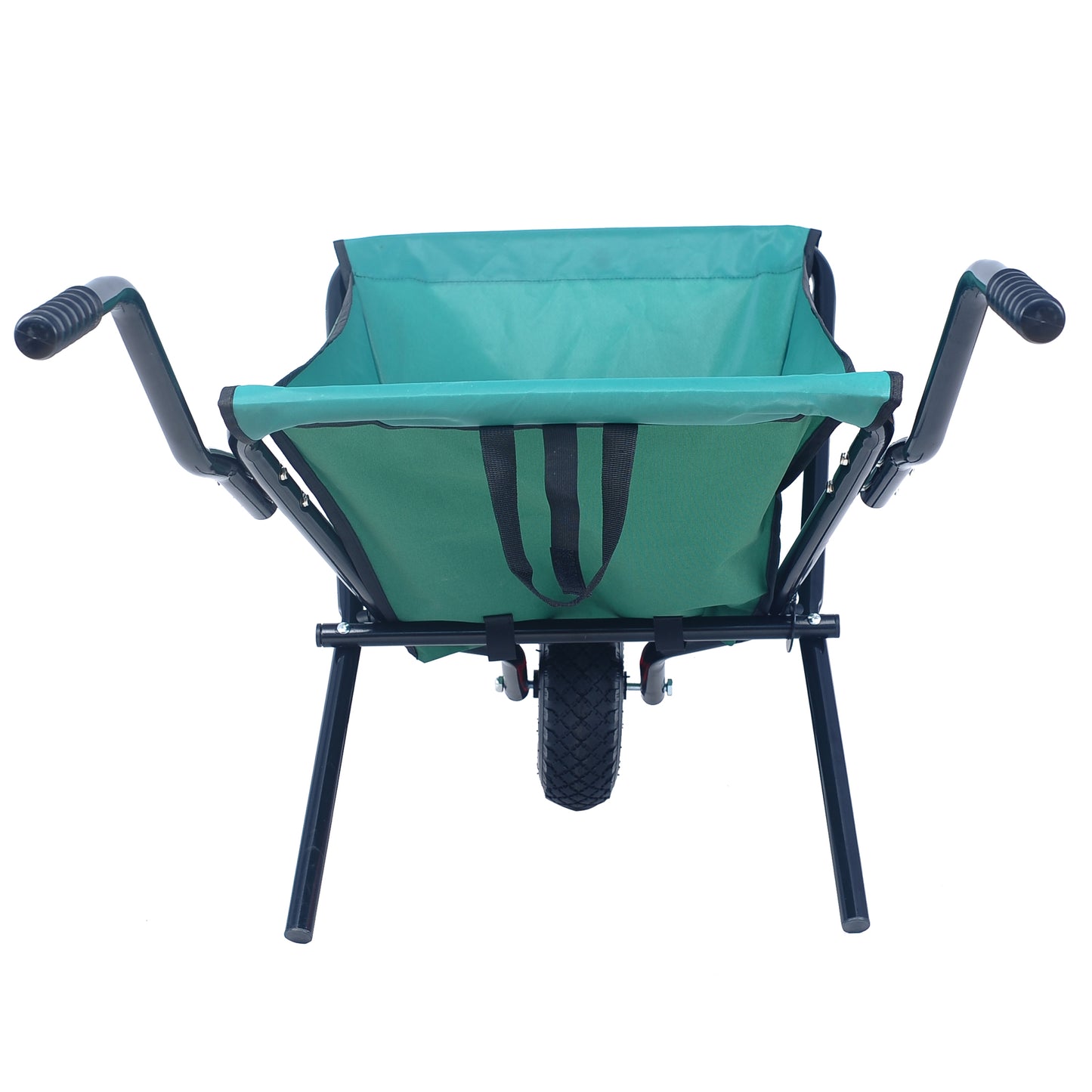 VIYET Collapsible Folding Wheelbarrow, 176 Lbs Lightweight Garden Cart, Heavy-Duty Oxford Cloth Yard Cart with 10" Pneumatic Tire for Lawn, Green