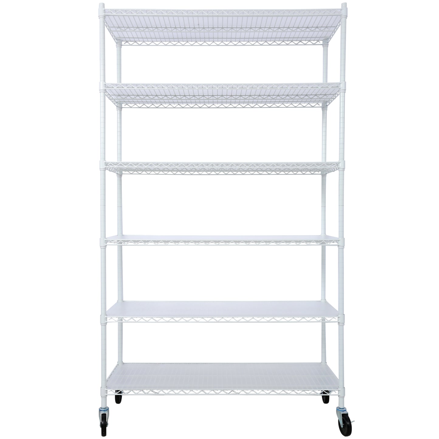 VIYET 6 Tier 6000LBS NSF Metal Wire Shelving, Heavy Duty Adjustable Storage Rack with Wheels & Shelf Liners (White)