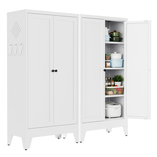 VIYET 47" Metal Pantry Cabinet with Adjustable Shelves, Freestanding Kitchen Storage Cabinet with Doors for Pantry, Bathroom & Living Room