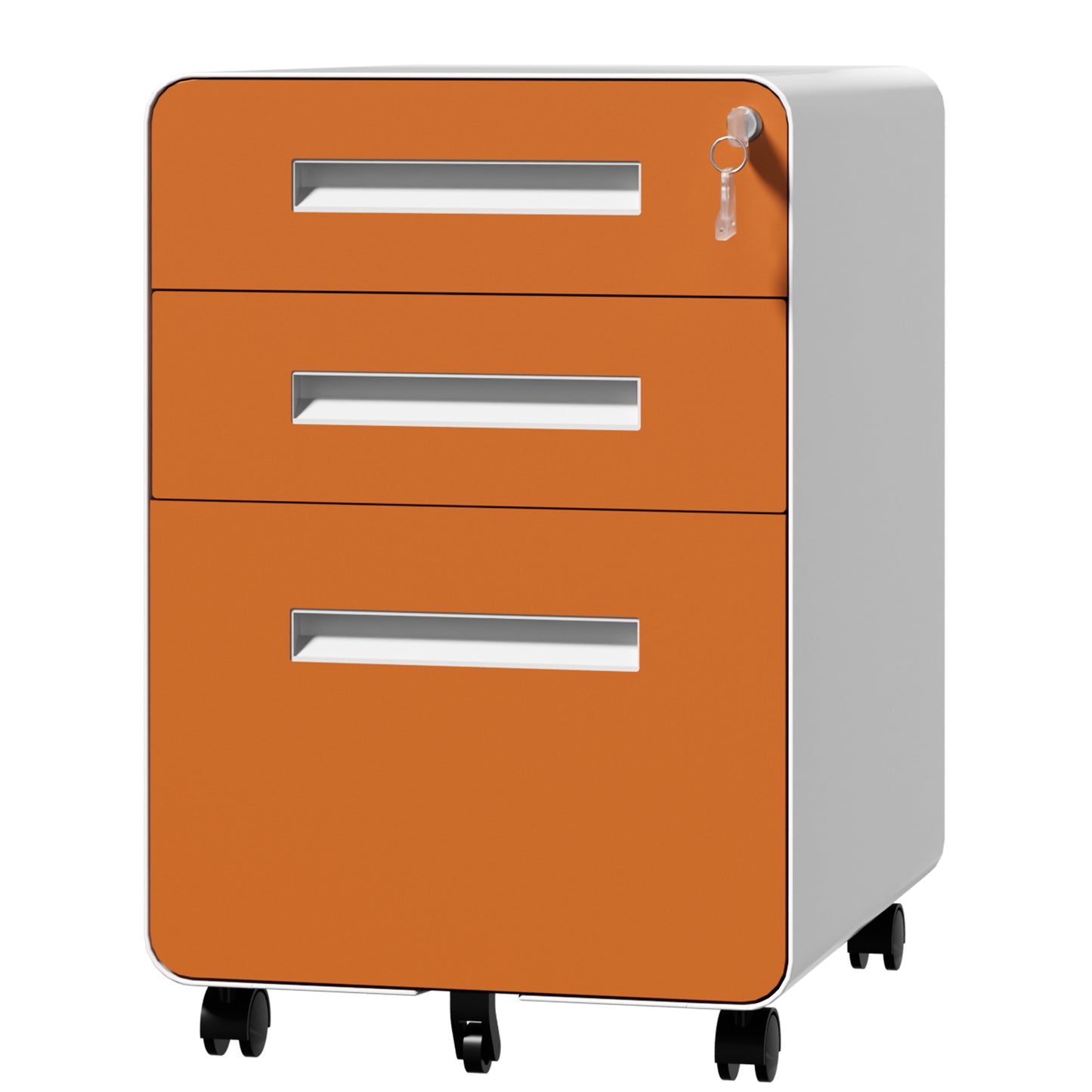 VIYET 3 Drawer Mobile File Cabinet, Rolling Metal Filing Cabinet with Lock, Steel Office Storage Cabinet on Wheels for Letter Legal Files, Home Office Organizer