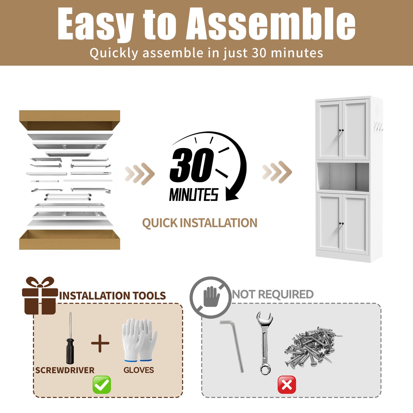 VIYET 72" Kitchen Pantry Cabinet with Large Countertop, Adjustable Shelves & Hooks, White Metal Coffee Bar Storage Cabinet for Kitchen & Dining Room