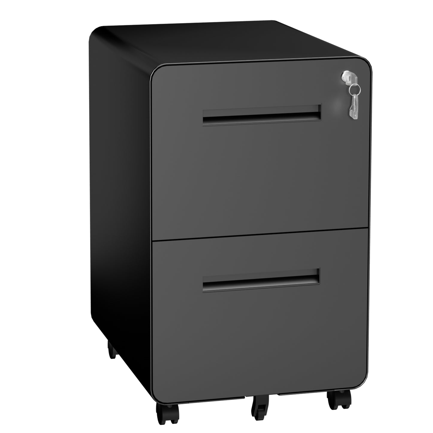 VIYET 2 Drawer Rolling File Cabinet, Black Metal Mobile Filing Cabinet with Lock, Steel Office Storage Cabinet for Letter Legal Files, Home Office Organizer