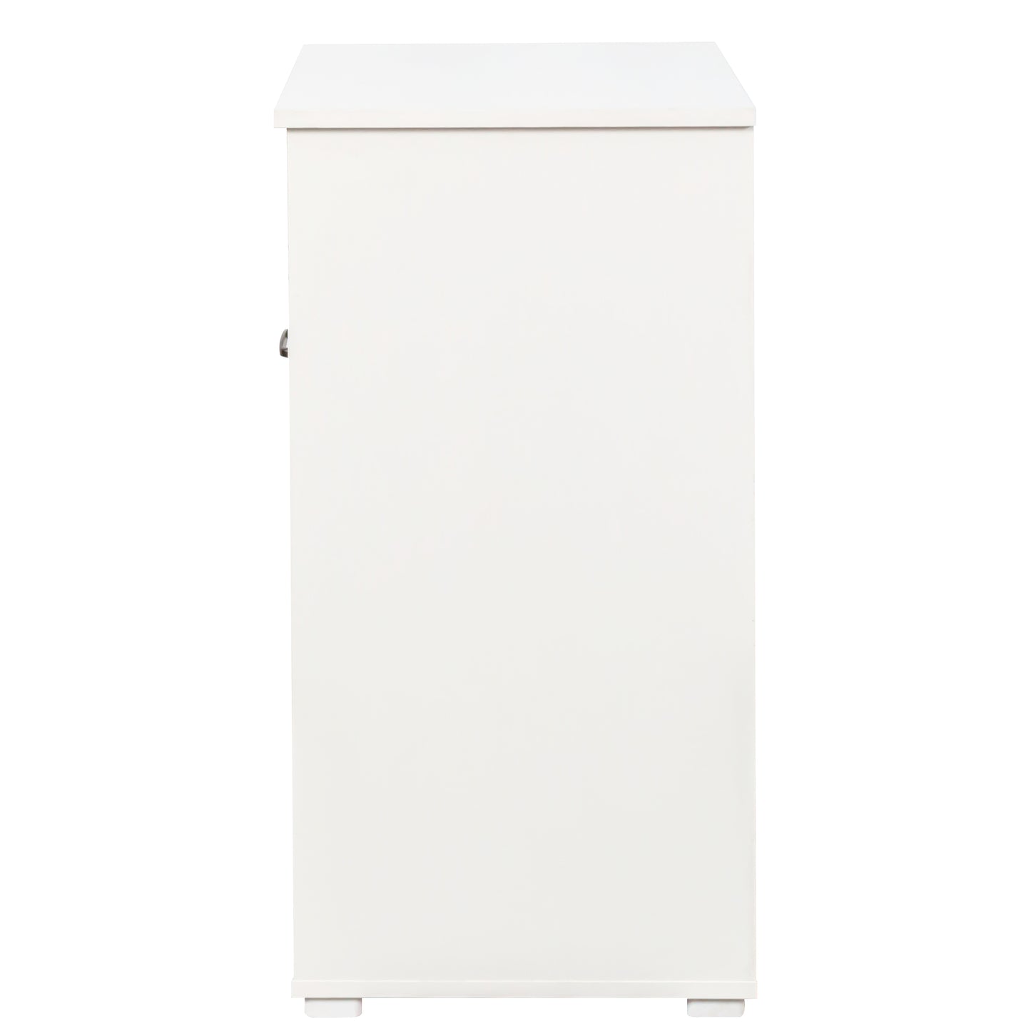 VIYET 29.5" Storage Cabinet, White Particle Board+MDF Storage Cabinet w/ 1 Removable Liner Bag & Open Shelf
