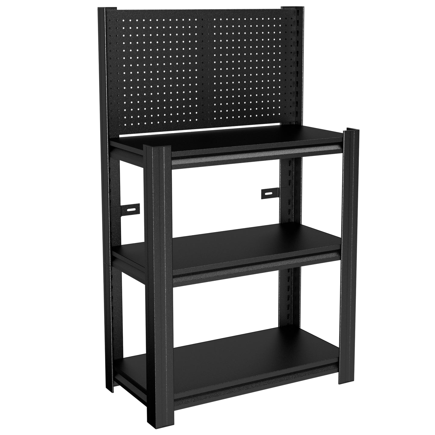 VIYET 3-Tier Metal Storage Shelf with Pegboard, 660 lbs Capacity, Adjustable Garage Shelving Rack for Tools, Workshop, Basement & Utility Room