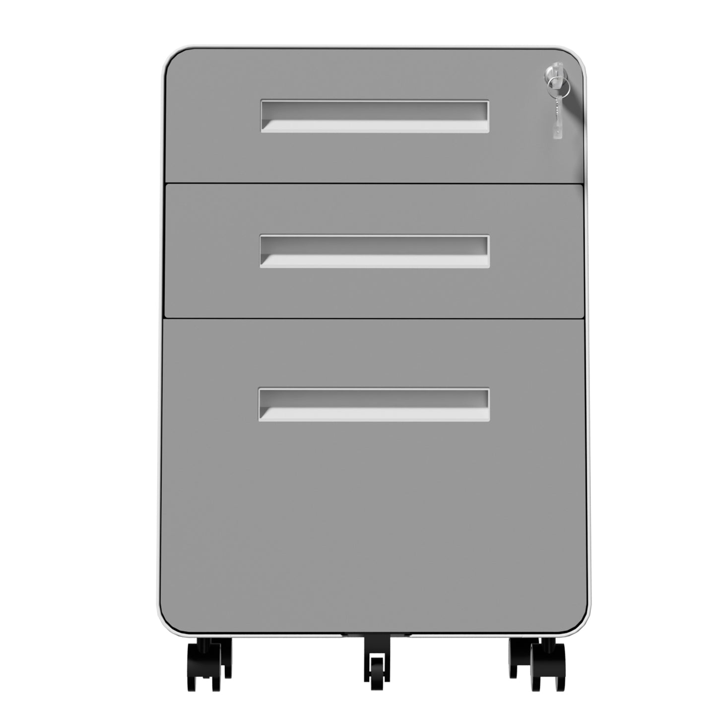 VIYET 3 Drawer Mobile File Cabinet, Gray Metal Rolling Filing Cabinet with Lock, Steel Office Storage Cabinet on Wheels for Letter Legal Files, Home Office Organizer