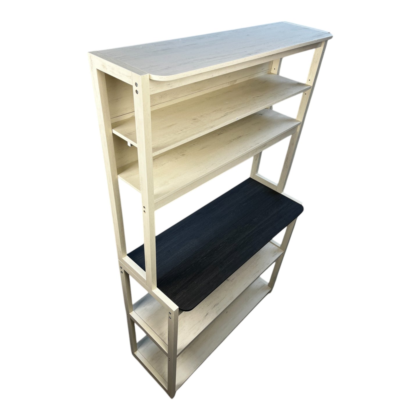 VIYET 67" 5-Tier Bakers Rack (Black & White), Particle Board Kitchen Storage Shelf (Microwave Stand & Coffee Bar Organizer)