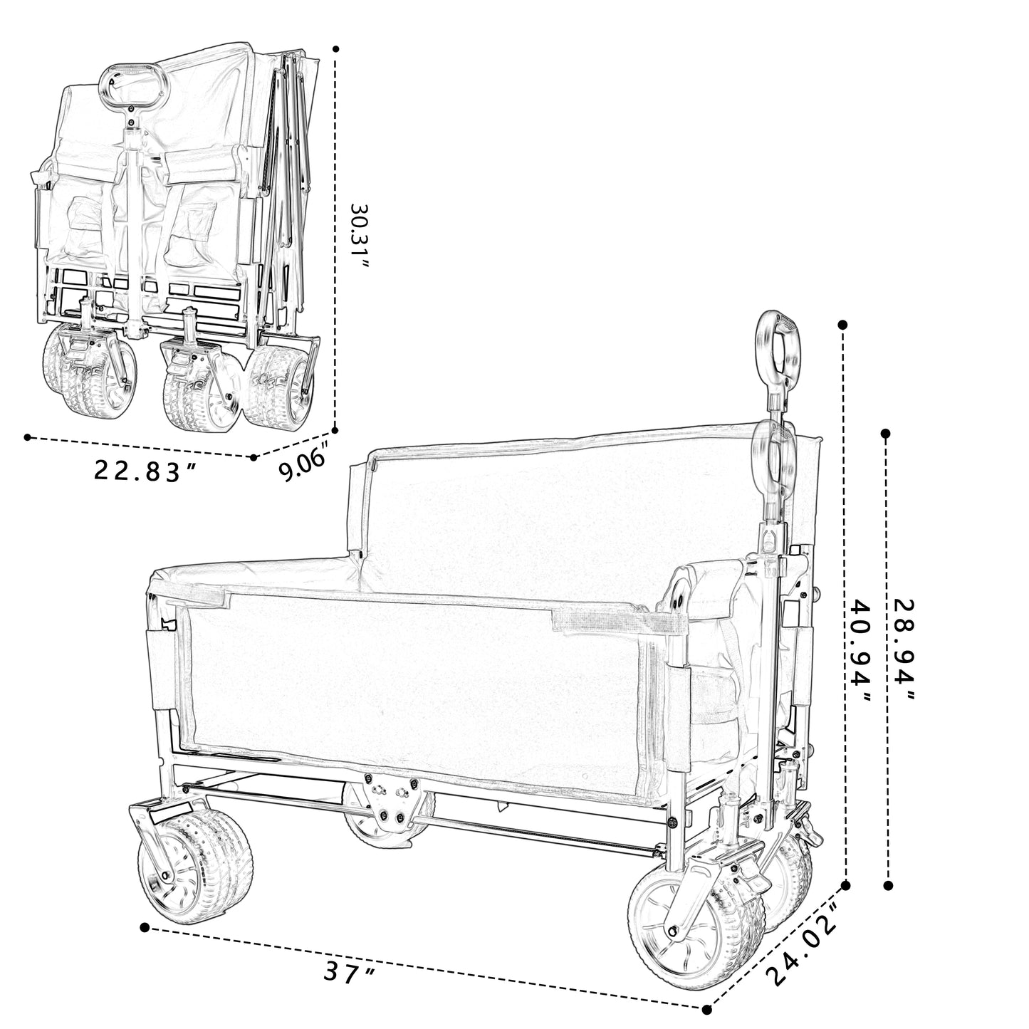 VIYET 3-in-1 Convertible Folding Wagon Cart with Bench Seat & Storage, 500lbs Heavy-Duty 180L Utility Wagon, All-Terrain Wheels for Camping Beach Sports Garden, Purple