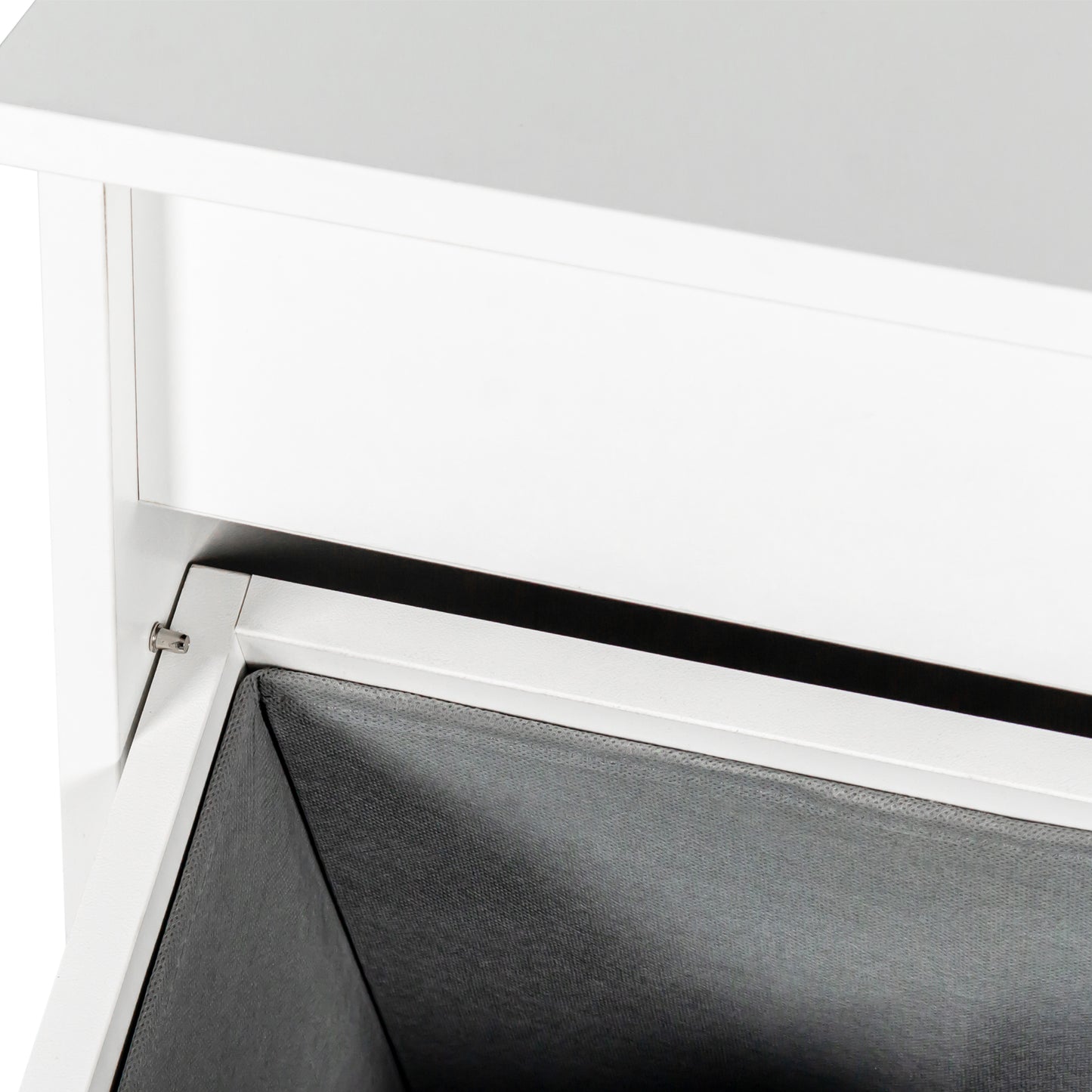 VIYET 30.3" Storage Cabinet, White Particle Board+MDF Storage Cabinet w/ 2 Removable Liner Bags (Light/Dark Sorting+Handles)