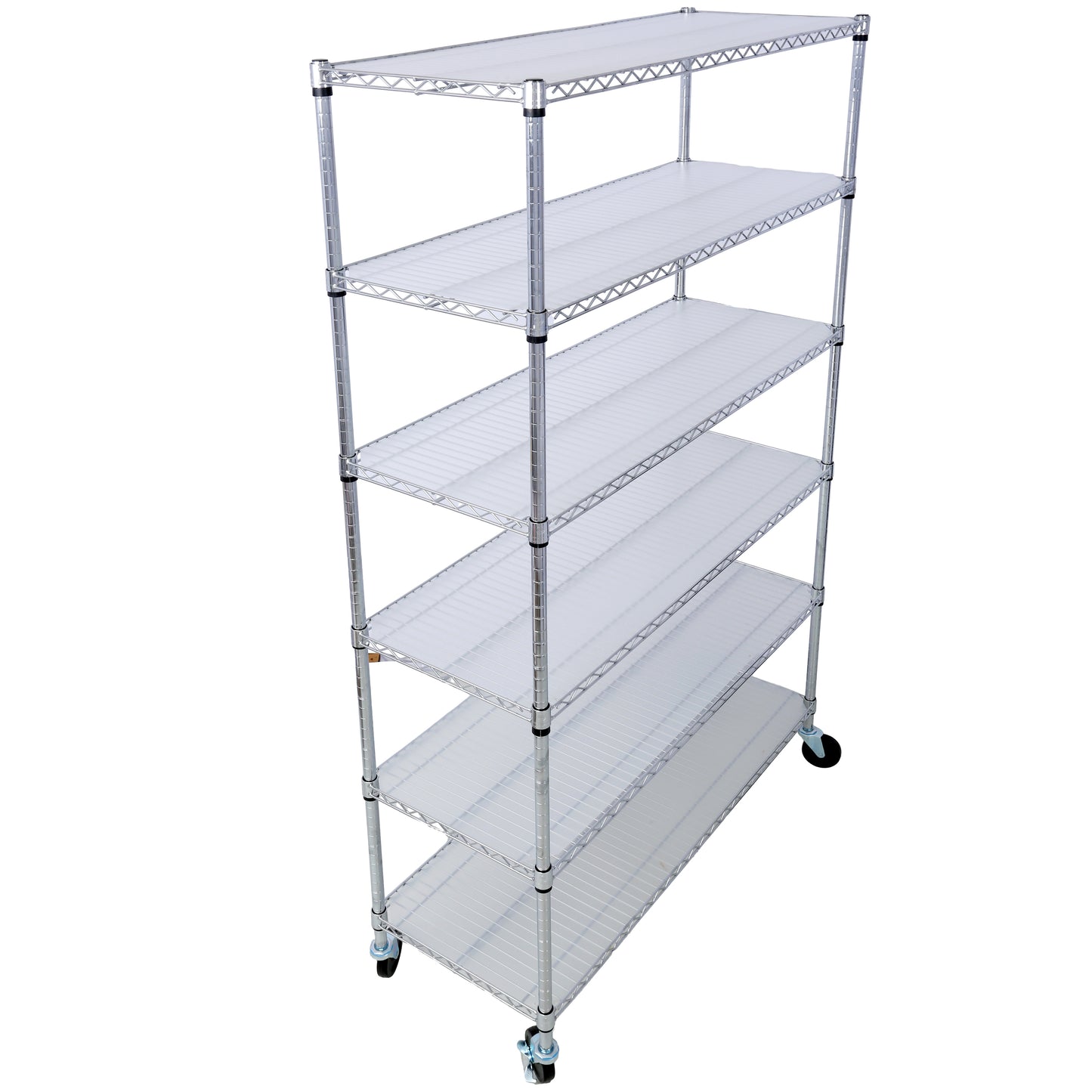VIYET 6 Tier 6000LBS NSF Metal Wire Shelving, Heavy Duty Adjustable Storage Rack with Wheels & Shelf Liners (Chrome)