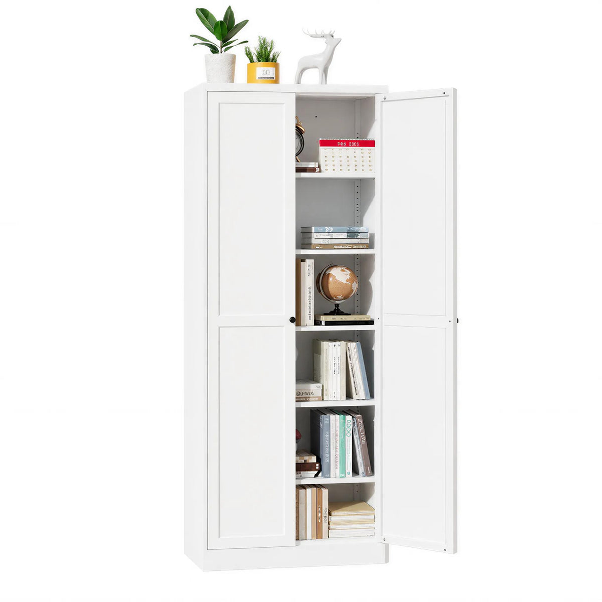 VIYET 72" Black Metal Pantry Cabinet with Doors, 5 Adjustable Shelves, Freestanding Kitchen Storage Cabinet for Pantry, Bathroom & Home