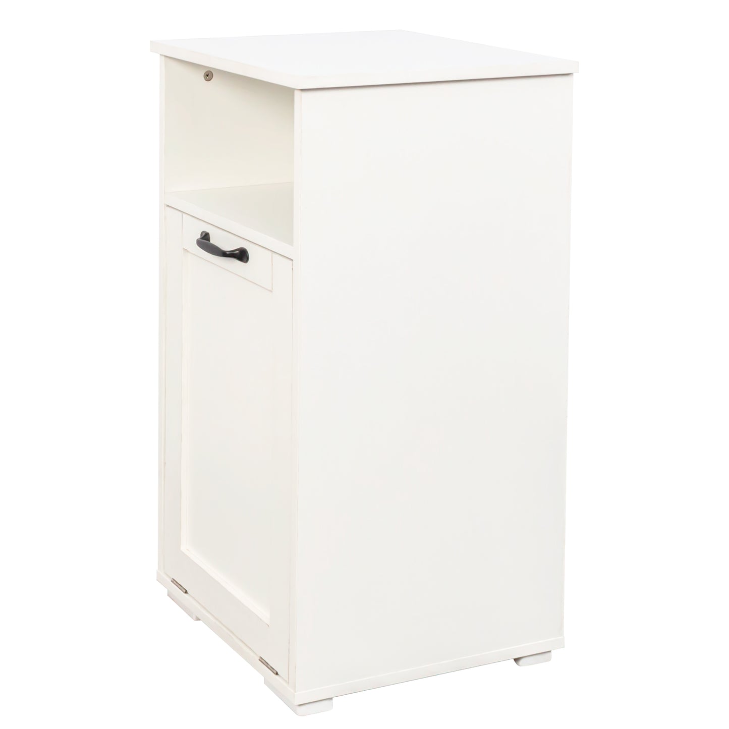VIYET 29.5" Storage Cabinet, White Particle Board+MDF Storage Cabinet w/ 1 Removable Liner Bag & Open Shelf