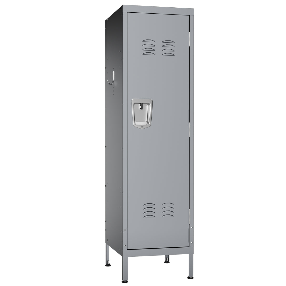 VIYET 55" Steel Wardrobe Cabinet with Lock, Slim Metal Clothing Storage Locker with Ventilated Door, Side Hooks & Anti-Tip Kit for Bedroom, Gray
